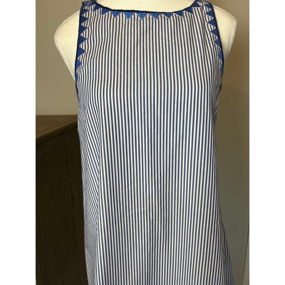 Vineyard Vines | Blue/White "Sarah Striped" Embroidered Trimmed Shift Dress | 2 - Picture 7 of 17